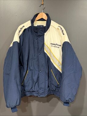 Goodyear Racing Navy and Cream Racing Puffer Jacket XL
